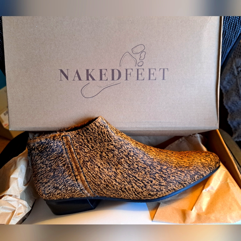 Naked Feet Brown Sugar Ankle Boots Brand New Size 8 Haircalf Upper Imported